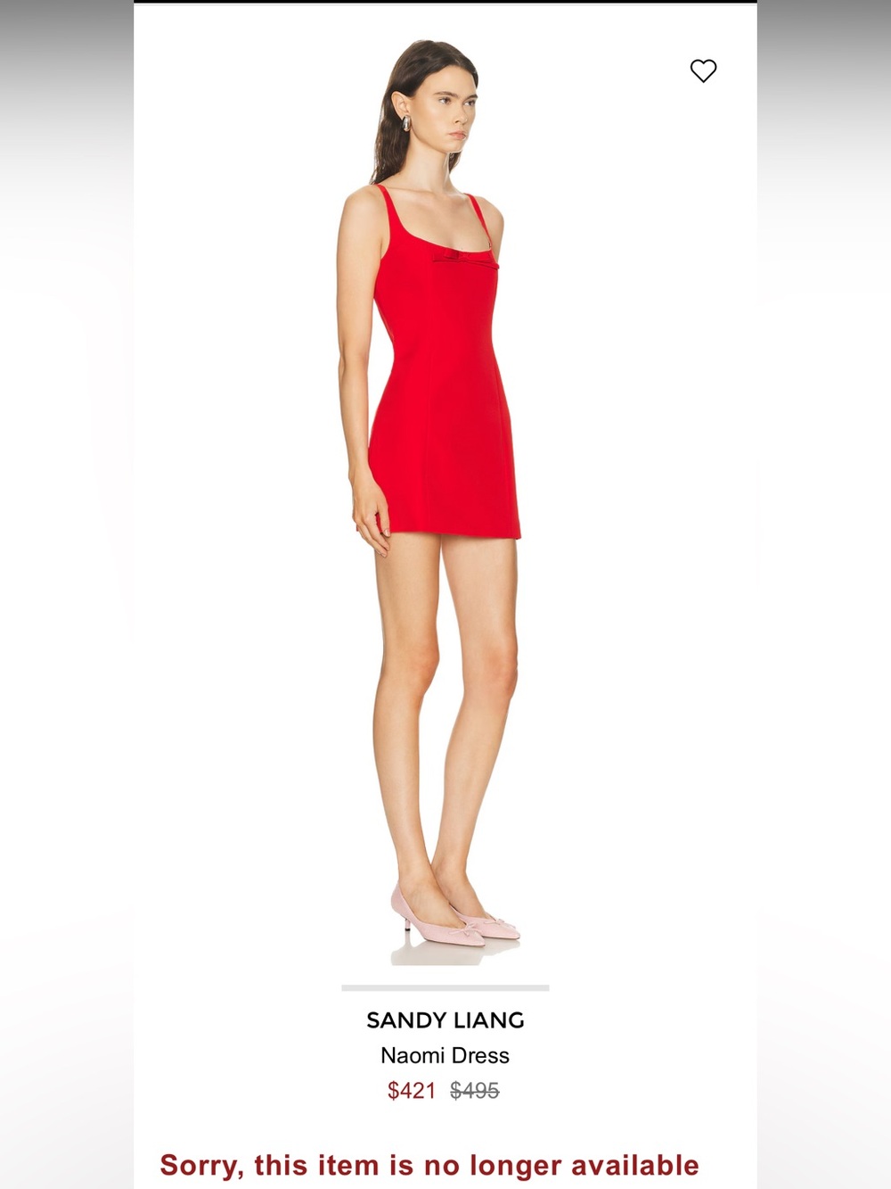Sandy Liang Naomi Red Mini Slip Dress